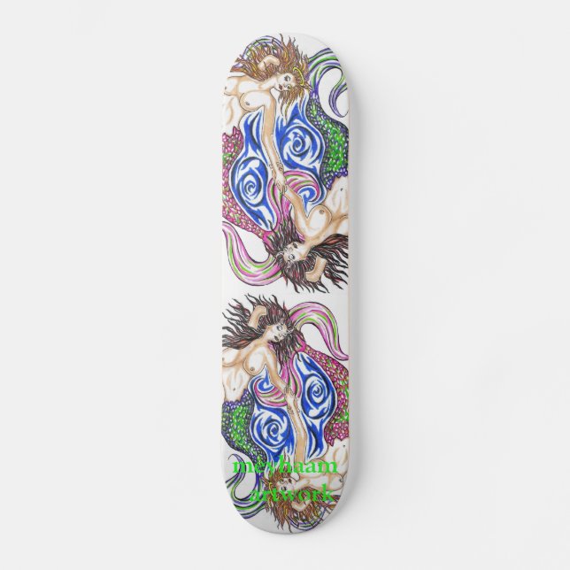Skateboard Illustration colorée par sirène (Recto)