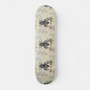 Skateboard Illustration d'abeille ouvrière vintage