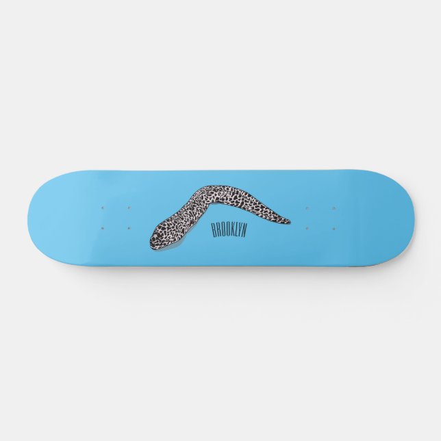 Skateboard Illustration de caricature de murène tachetée (Horz)