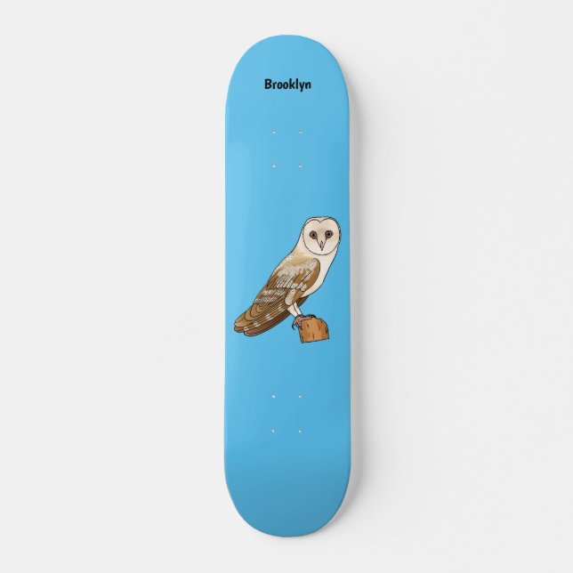 Skateboard Illustration de chouette effraie de dessin animé (Devant)