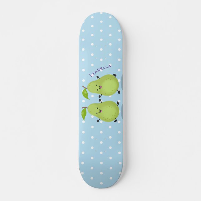 Skateboard Illustration de dessin animé de paire de poires mi (Devant)
