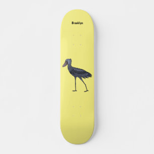 Skateboard illustration de dessin animé d'oiseau bec-en-chaus