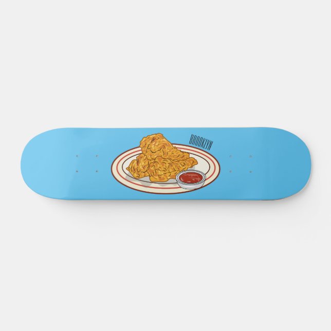 Skateboard Illustration de dessin animé sur le poulet frit (Horz)