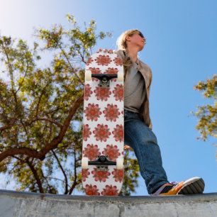 Skateboard Illustration de fleur sauvage rouge rustique   Des