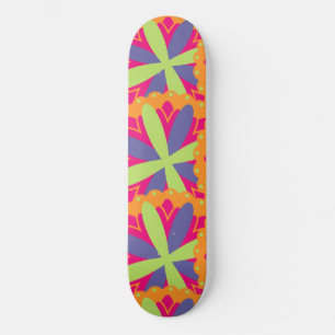 Skateboard Illustration de formes florales orange