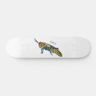 Skateboard Illustration de la caricature de la sauterelle en 