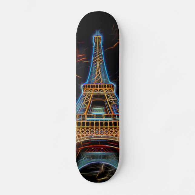 Skateboard Illustration de la Tour Eiffel - Paris, France (Recto)