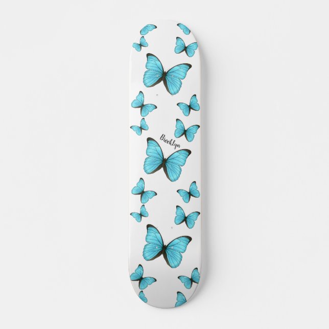 Skateboard Illustration de papillons Morpho (Devant)