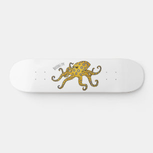 Skateboard Illustration de poulpe à anneau bleu