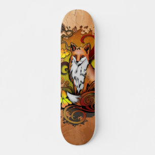 Skateboard Illustration de renard d'automne sur bois de frêne
