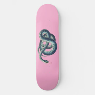 Skateboard Illustration de serpent bleu vintage sur rose