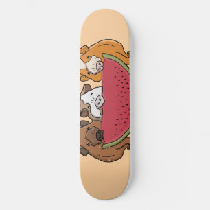 Skateboard Illustration des Cochons de Guinée et de la pastèq