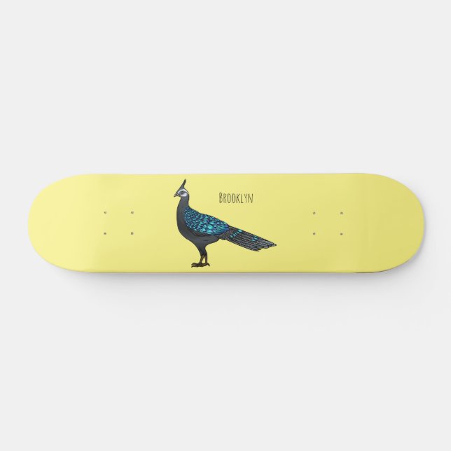 Skateboard Illustration d'oiseau de faisan paon de Palawan (Horz)