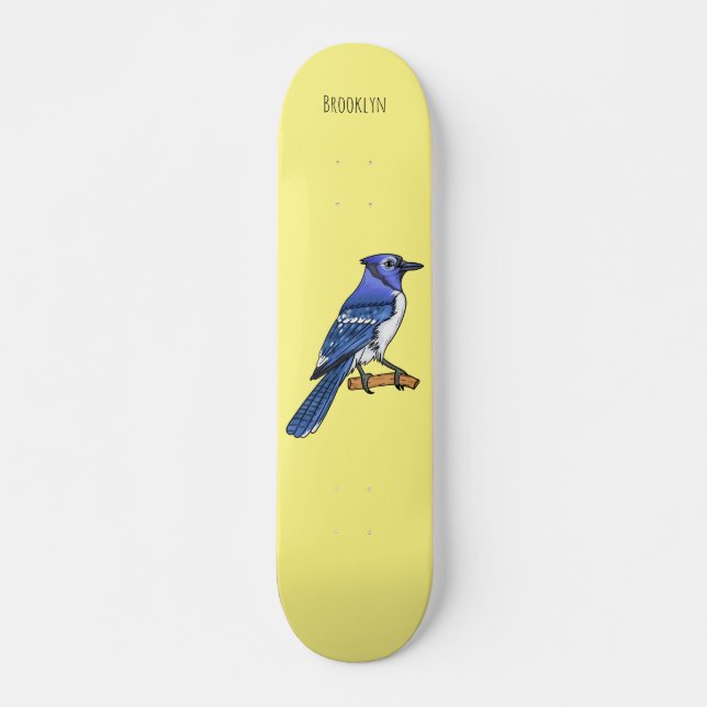 Skateboard Illustration d'oiseau de jay bleu  (Devant)