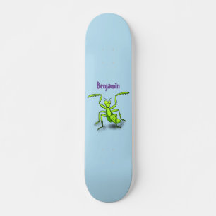 Skateboard Illustration drôle de mante verte en prière