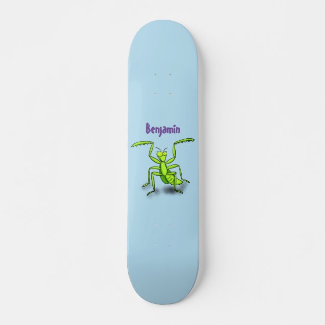 Skateboard Illustration drôle de mante verte en prière (Devant)