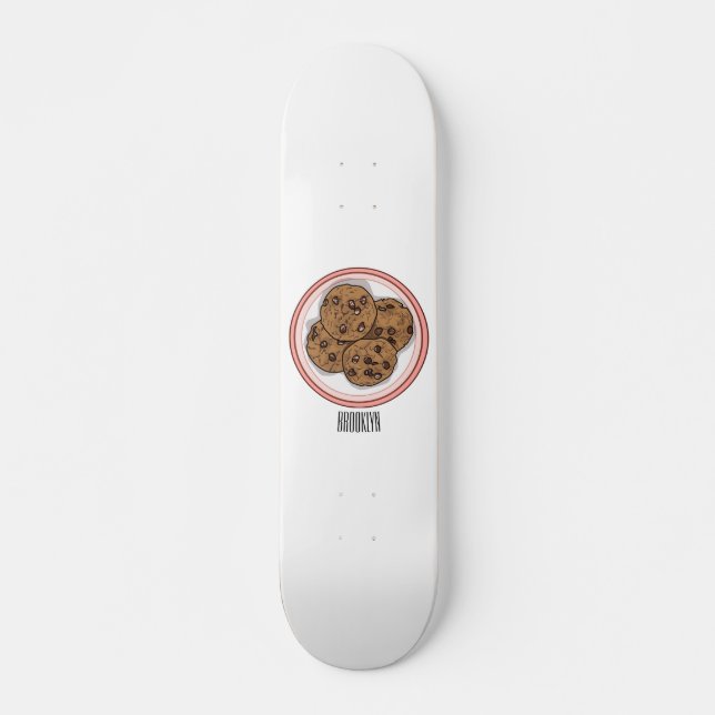 Skateboard Illustration du cookie de puce à chocolat (Devant)