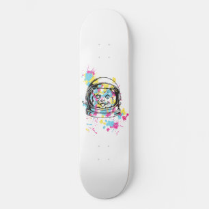 Skateboard Illustration d'un chat astronaute