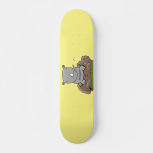 Skateboard Illustration d'un petit rhinocéros