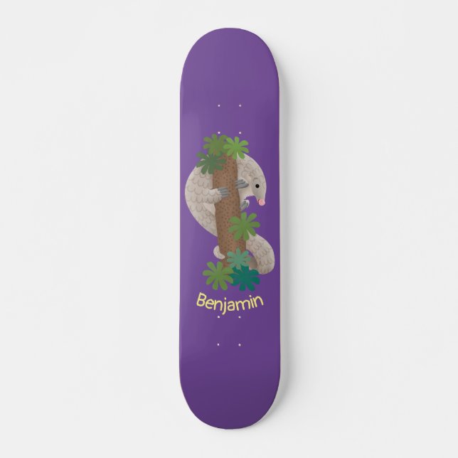 Skateboard Illustration d'une anteure de pangolin mignonne (Devant)