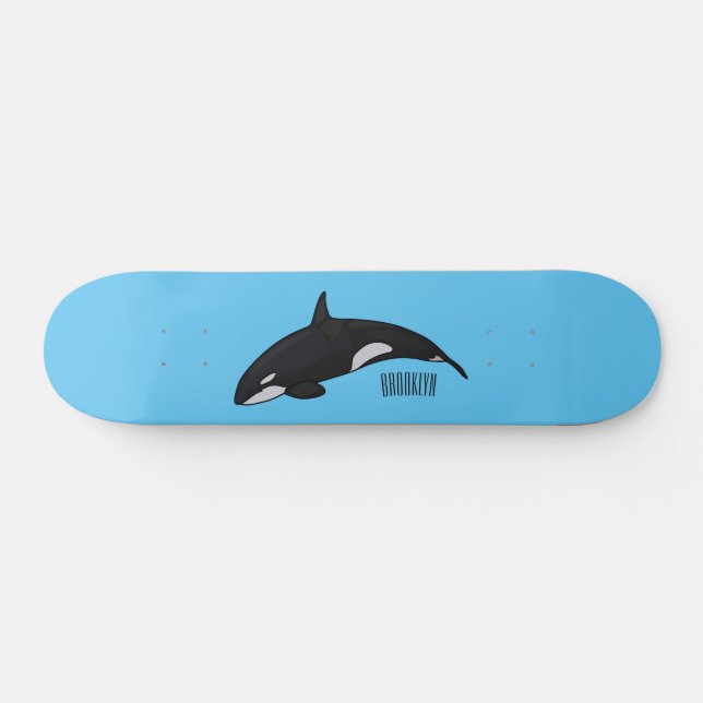 Skateboard Illustration d'une baleine tueuse (Horz)