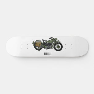 Skateboard Illustration d'une moto de croiseur militaire
