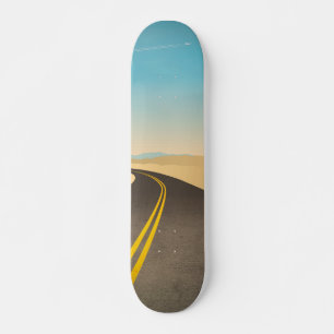 Skateboard Illustration d'une route vide dans le désert