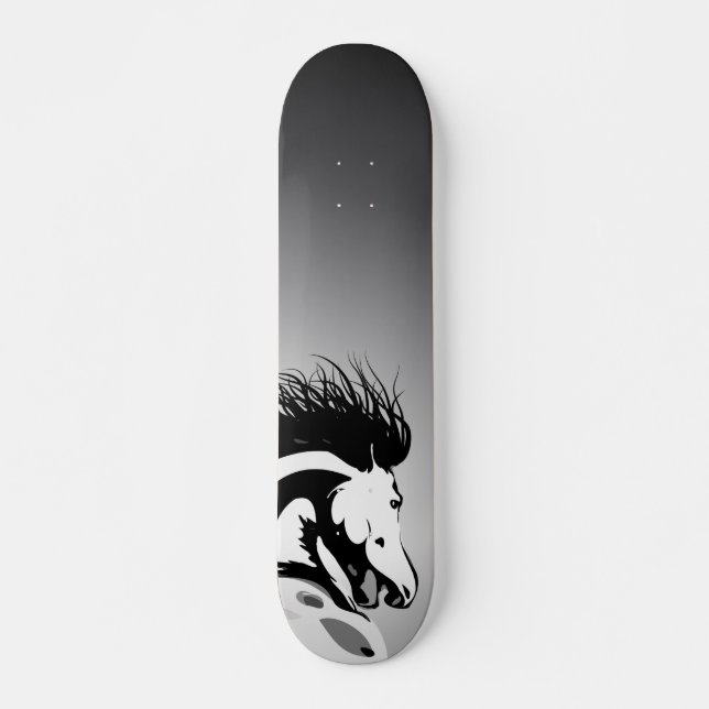 Skateboard illustration dynamique de cheval (Devant)
