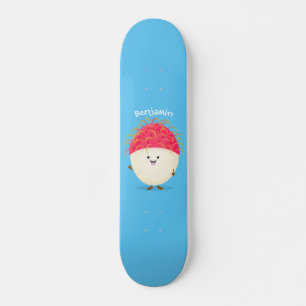 Skateboard Illustration mignon du ramboutan rose