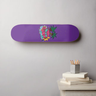 Skateboard Illustration of cars, bees and butterflies.