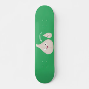 Skateboard Illustration végétale de caricature à l'ail mignon