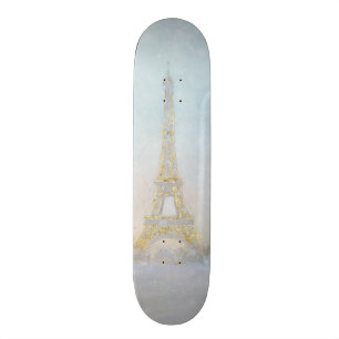 Skateboard Image de l'aquarelle d'Eiffel Towe