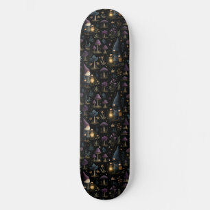 Skateboard Imaginaire foncé Gnome et Motif de champignons