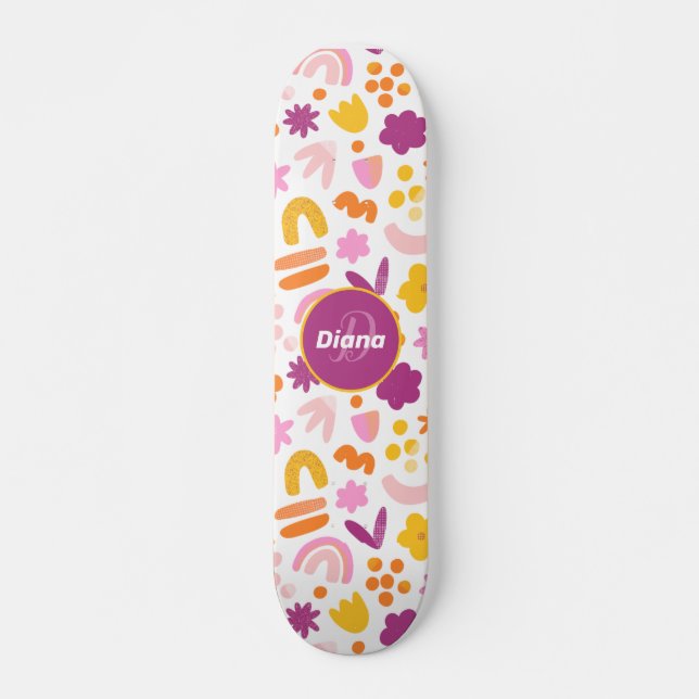 Skateboard Imaginaire motif Monogramme personnalisé Skateboar (Devant)