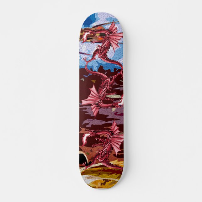 Skateboard Imaginaire rouge de dragon (Devant)
