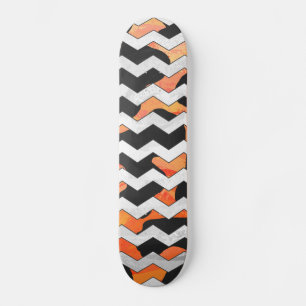 Skateboard Impression Chevron noir et orange de vache