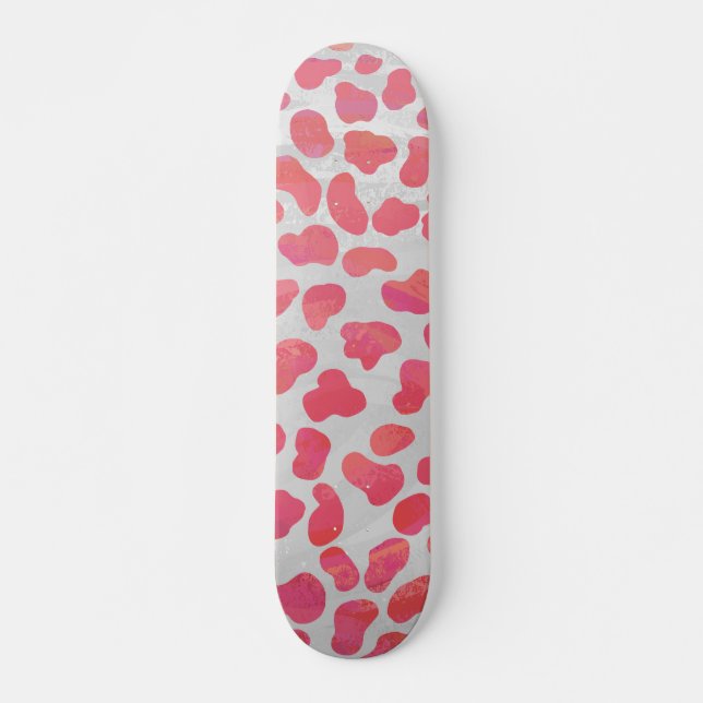 Skateboard Impression dalmate rose et blanc (Devant)