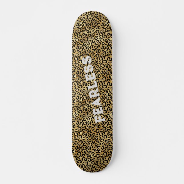 Skateboard Impression d'animal sauvage léopard noir or FEARLE (Devant)