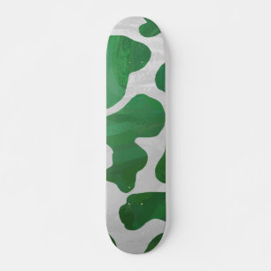 Skateboard Impression verte et blanche de vache