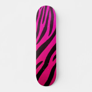Skateboard Impression zèbre noir sur design audacieux rose ch