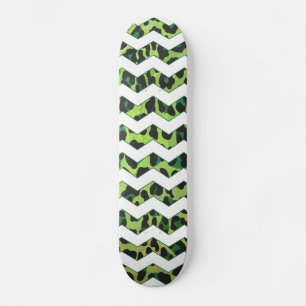 Skateboard Imprimé léopard Chevron noir et vert