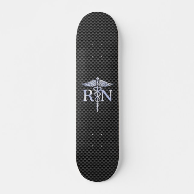 Skateboard Infirmière inscrite RN Silver Caduceus Snakes (Devant)
