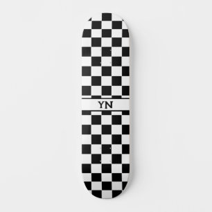 Skateboard Initiales personnalisées classiques À damiers noir