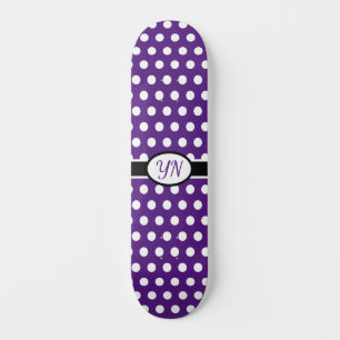 Skateboard Initiales personnalisées Point Polka