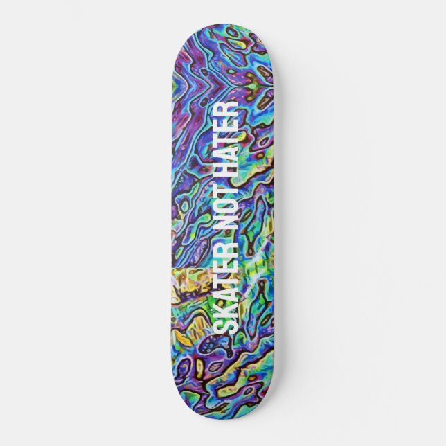 Skateboard Iridescente Abalone Paua Shell - Patineur pas haïr (Recto)
