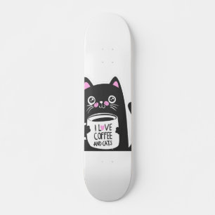 Skateboard J'aime le café et les chats - Choisir la couleur a