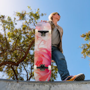 Skateboard Jardin de pivoines en fleurs à l'aquarelle