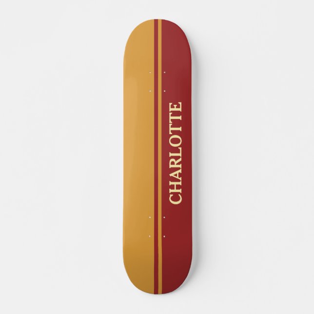Skateboard Jaune de moutarde et rouge marron (Devant)