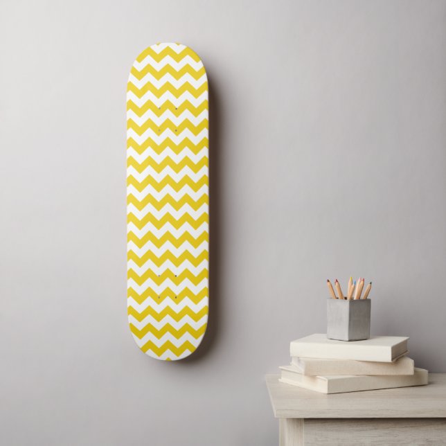 Skateboard Jaune Zigzag, Jaune Chevron, Motif géométrique (Art mural)