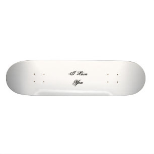 Skateboard Je t'aime. Dans une police de manuscrit. Noir et